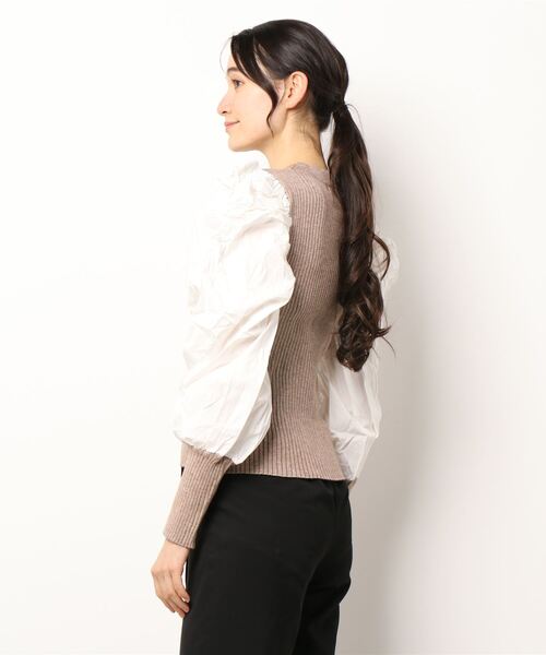 -Myme- Heart be to.（マイミーハートビート）の「puff sleeve knit / パフスリーブニット（ニット/セーター・レディース・ブラック/ブラウン・FREE）」の3枚目の写真