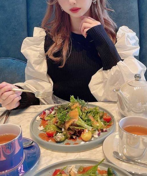 -Myme- Heart be to.（マイミーハートビート）の「puff sleeve knit / パフスリーブニット（ニット/セーター・レディース・ブラック/ブラウン・FREE）」の6枚目の写真