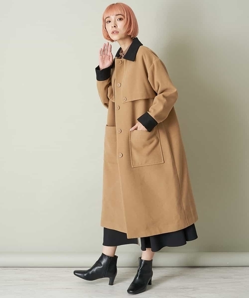 A de a.v.v(アードアー・ヴェ・ヴェ)の「フェイクウール配色ロングコート(ダウンジャケット/コート・レディース・ベージュ/ライトブラウン・36/38)」の3枚目の写真