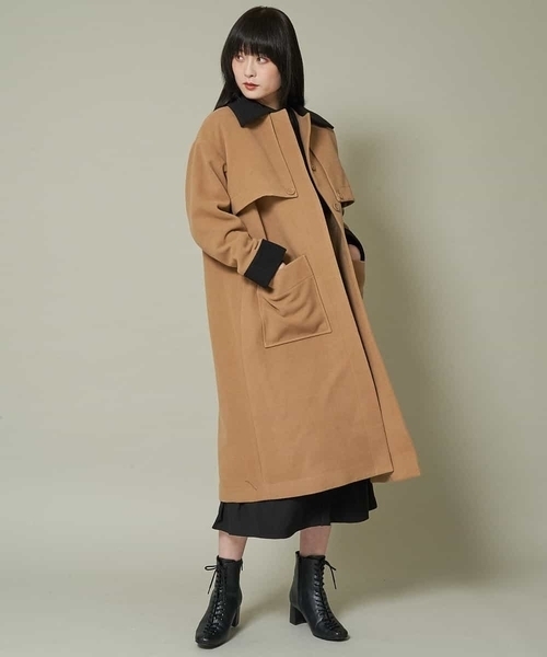 A de a.v.v(アードアー・ヴェ・ヴェ)の「フェイクウール配色ロングコート(ダウンジャケット/コート・レディース・ベージュ/ライトブラウン・36/38)」の5枚目の写真