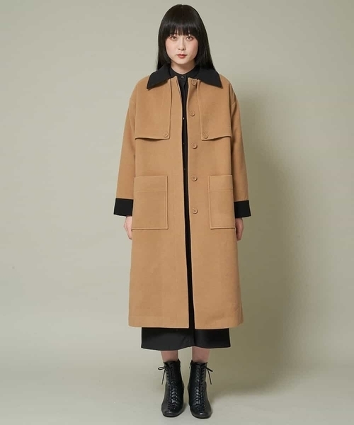 A de a.v.v(アードアー・ヴェ・ヴェ)の「フェイクウール配色ロングコート(ダウンジャケット/コート・レディース・ベージュ/ライトブラウン・36/38)」の6枚目の写真