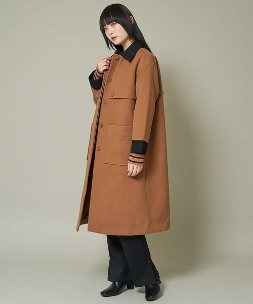 A de a.v.v(アードアー・ヴェ・ヴェ)の「フェイクウール配色ロングコート(ダウンジャケット/コート・レディース・ベージュ/ライトブラウン・36/38)」の8枚目の写真