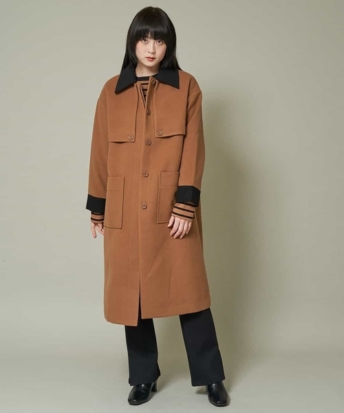 A de a.v.v(アードアー・ヴェ・ヴェ)の「フェイクウール配色ロングコート(ダウンジャケット/コート・レディース・ベージュ/ライトブラウン・36/38)」の9枚目の写真