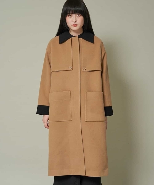 A de a.v.v(アードアー・ヴェ・ヴェ)の「フェイクウール配色ロングコート(ダウンジャケット/コート・レディース・ベージュ/ライトブラウン・36/38)」の11枚目の写真