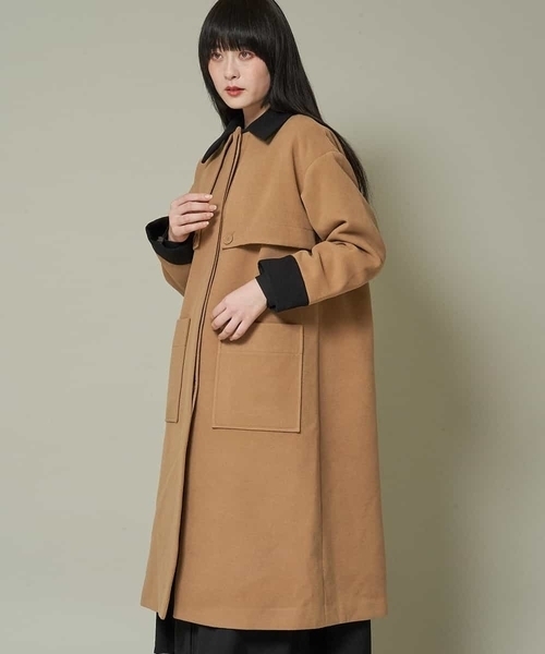 A de a.v.v(アードアー・ヴェ・ヴェ)の「フェイクウール配色ロングコート(ダウンジャケット/コート・レディース・ベージュ/ライトブラウン・36/38)」の12枚目の写真