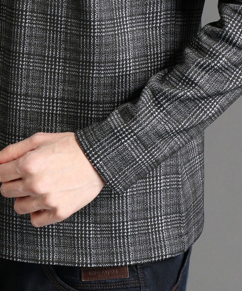 HIDEAWAYS NICOLE（ハイダウェイニコル）の「裏起毛ブリスターグレンチェックジャカード長袖Vネック（Tシャツ/カットソー・メンズ・グレー系その他/ネイビー/オフホワイト/ブラック/ホワイト×ブラック・X-LARGE/LARGE/MEDIUM）」の13枚目の写真