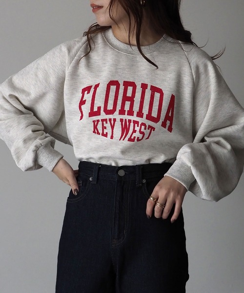 Riberry(リベリー)の「FLORIDAラグランショートスウェット(スウェット・レディース・スミクロ/ベージュ系その他/オートミール/ネイビー・FREE)」の3枚目の写真