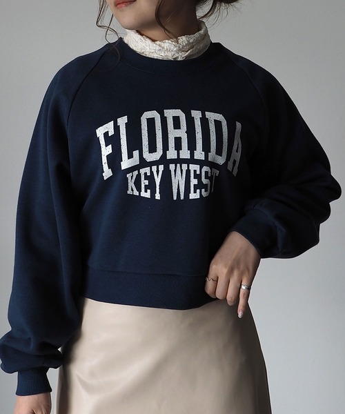 Riberry(リベリー)の「FLORIDAラグランショートスウェット(スウェット・レディース・スミクロ/ベージュ系その他/オートミール/ネイビー・FREE)」の8枚目の写真