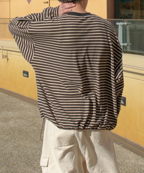 PairPair（ペアペア）の「起毛マルチボーダープルオーバー(ユニセックス)（Tシャツ/カットソー・レディース・ブラック系/グレー系/ブルー系・FREE）」の10枚目の写真