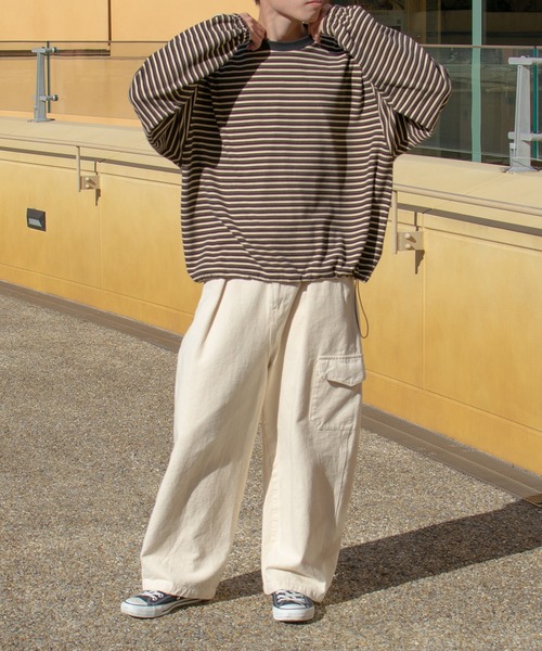 PairPair（ペアペア）の「起毛マルチボーダープルオーバー(ユニセックス)（Tシャツ/カットソー・レディース・ブラック系/グレー系/ブルー系・FREE）」の11枚目の写真