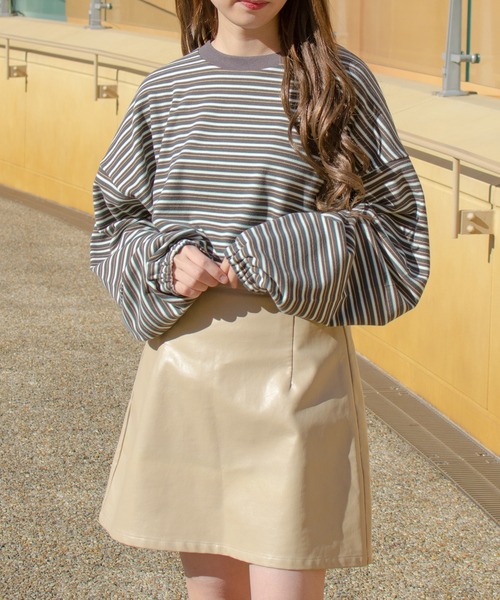 PairPair（ペアペア）の「起毛マルチボーダープルオーバー(ユニセックス)（Tシャツ/カットソー・レディース・ブラック系/グレー系/ブルー系・FREE）」の12枚目の写真