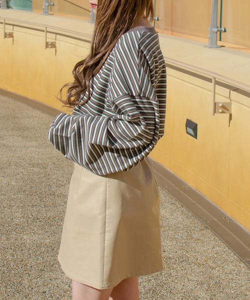 PairPair（ペアペア）の「起毛マルチボーダープルオーバー(ユニセックス)（Tシャツ/カットソー・レディース・ブラック系/グレー系/ブルー系・FREE）」の13枚目の写真