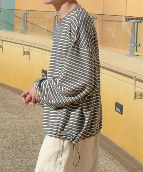 PairPair（ペアペア）の「起毛マルチボーダープルオーバー(ユニセックス)（Tシャツ/カットソー・レディース・ブラック系/グレー系/ブルー系・FREE）」の16枚目の写真