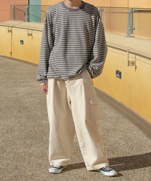 PairPair（ペアペア）の「起毛マルチボーダープルオーバー(ユニセックス)（Tシャツ/カットソー・レディース・ブラック系/グレー系/ブルー系・FREE）」の18枚目の写真