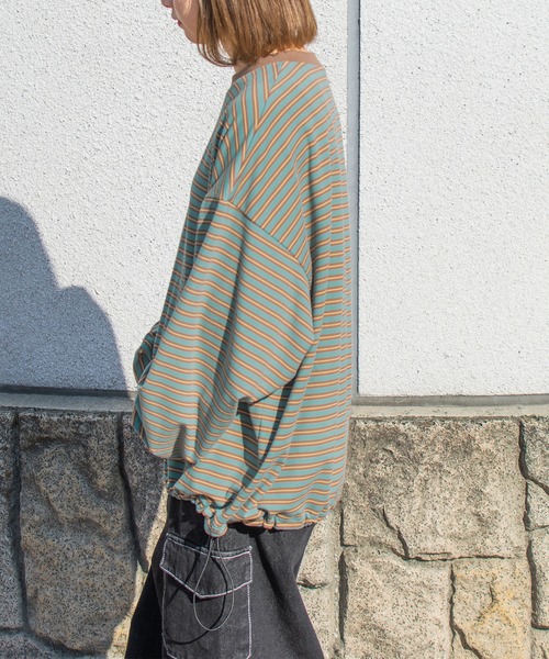 PairPair（ペアペア）の「起毛マルチボーダープルオーバー(ユニセックス)（Tシャツ/カットソー・レディース・ブラック系/グレー系/ブルー系・FREE）」の19枚目の写真