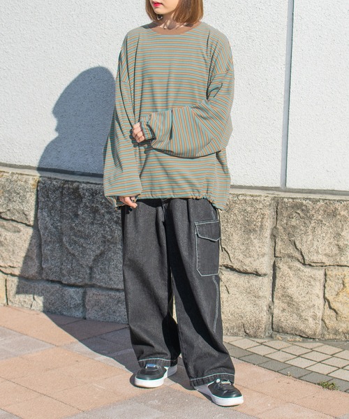 PairPair（ペアペア）の「起毛マルチボーダープルオーバー(ユニセックス)（Tシャツ/カットソー・レディース・ブラック系/グレー系/ブルー系・FREE）」の21枚目の写真