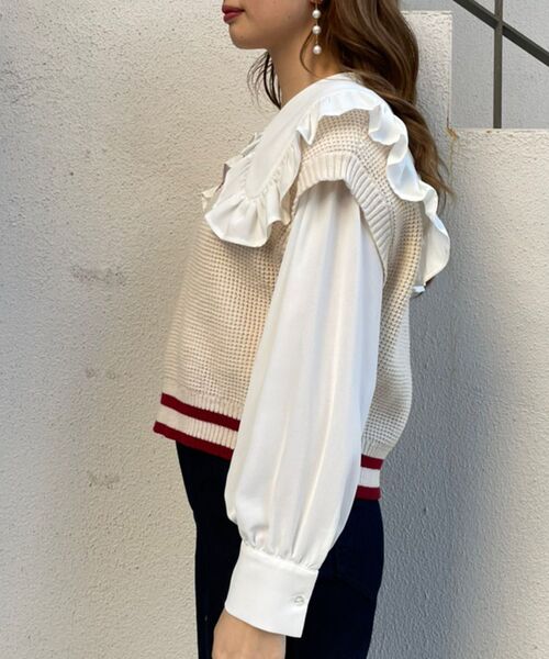 MAJESTIC LEGON（マジェスティックレゴン）の「バイカラーラインルーズベスト（ベスト・レディース・アイボリー/レッド/ネイビー/ブラック・MEDIUM）」の16枚目の写真