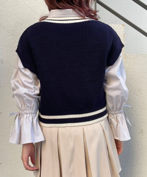 MAJESTIC LEGON（マジェスティックレゴン）の「バイカラーラインルーズベスト（ベスト・レディース・アイボリー/レッド/ネイビー/ブラック・MEDIUM）」の20枚目の写真