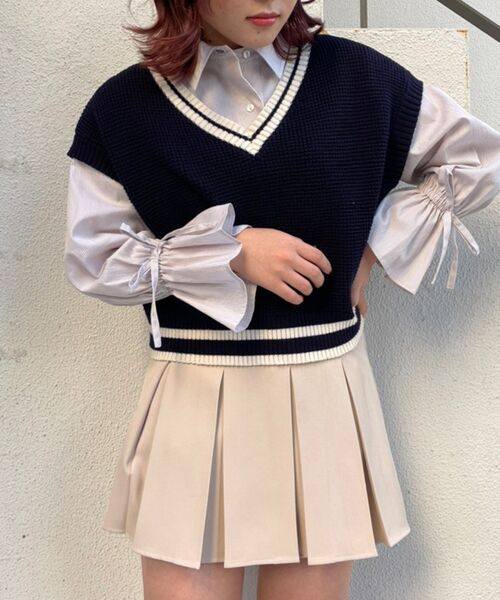 MAJESTIC LEGON（マジェスティックレゴン）の「バイカラーラインルーズベスト（ベスト・レディース・アイボリー/レッド/ネイビー/ブラック・MEDIUM）」の6枚目の写真