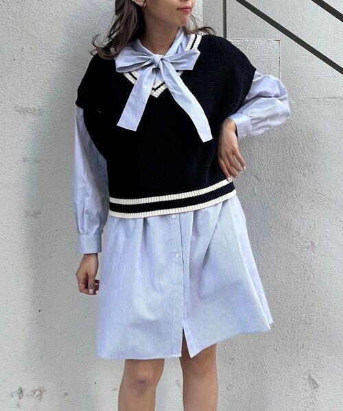 MAJESTIC LEGON（マジェスティックレゴン）の「バイカラーラインルーズベスト（ベスト・レディース・アイボリー/レッド/ネイビー/ブラック・MEDIUM）」の11枚目の写真