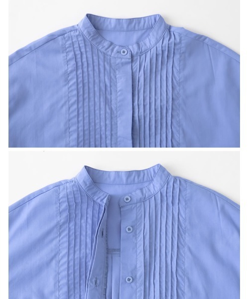 Re:EDIT（リエディ）の「ブロードピンタックブザムシャツチュニック（シャツ/ブラウス・レディース・ブルー系その他/ブルー/ホワイト・MEDIUM/LARGE）」の5枚目の写真