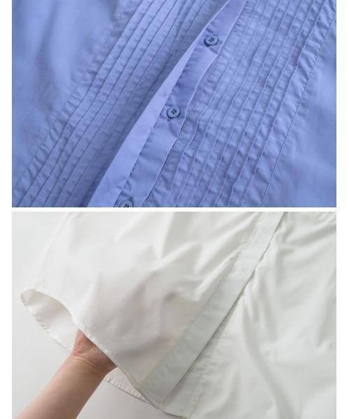 Re:EDIT（リエディ）の「ブロードピンタックブザムシャツチュニック（シャツ/ブラウス・レディース・ブルー系その他/ブルー/ホワイト・MEDIUM/LARGE）」の4枚目の写真