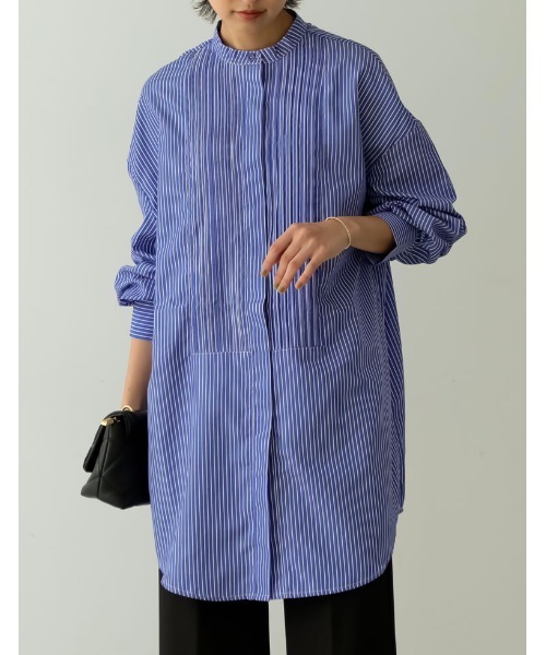 Re:EDIT（リエディ）の「ブロードピンタックブザムシャツチュニック（シャツ/ブラウス・レディース・ブルー系その他/ブルー/ホワイト・MEDIUM/LARGE）」の8枚目の写真