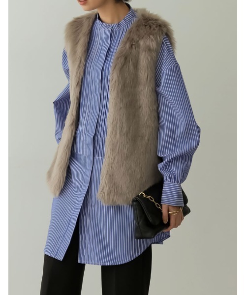 Re:EDIT（リエディ）の「ブロードピンタックブザムシャツチュニック（シャツ/ブラウス・レディース・ブルー系その他/ブルー/ホワイト・MEDIUM/LARGE）」の10枚目の写真