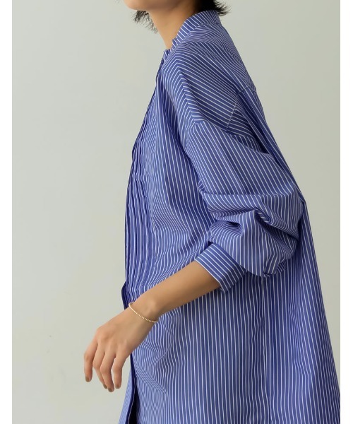 Re:EDIT（リエディ）の「ブロードピンタックブザムシャツチュニック（シャツ/ブラウス・レディース・ブルー系その他/ブルー/ホワイト・MEDIUM/LARGE）」の9枚目の写真