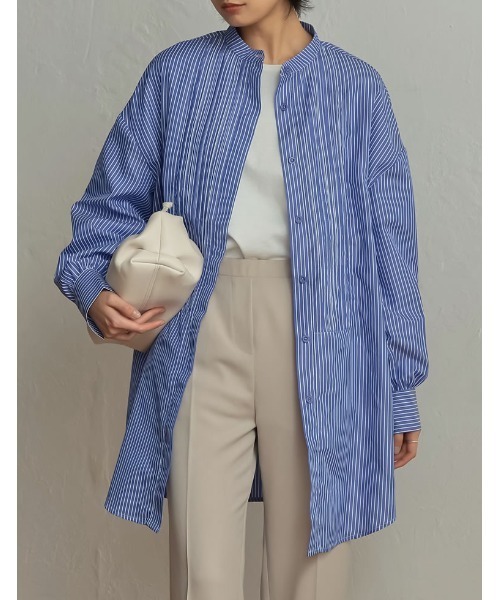 Re:EDIT（リエディ）の「ブロードピンタックブザムシャツチュニック（シャツ/ブラウス・レディース・ブルー系その他/ブルー/ホワイト・MEDIUM/LARGE）」の12枚目の写真