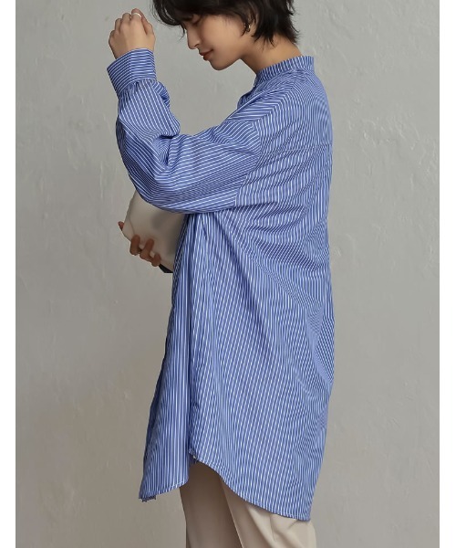 Re:EDIT（リエディ）の「ブロードピンタックブザムシャツチュニック（シャツ/ブラウス・レディース・ブルー系その他/ブルー/ホワイト・MEDIUM/LARGE）」の13枚目の写真