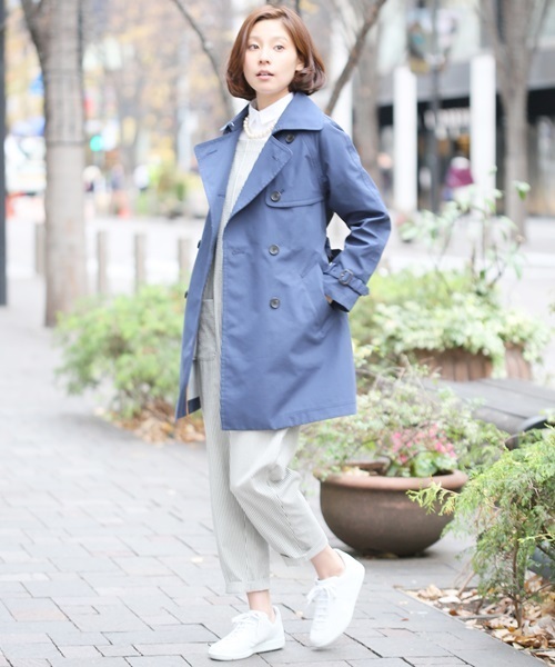 AIGLE ゴアテックス ベージュ 水色 トレンチコート フード付き