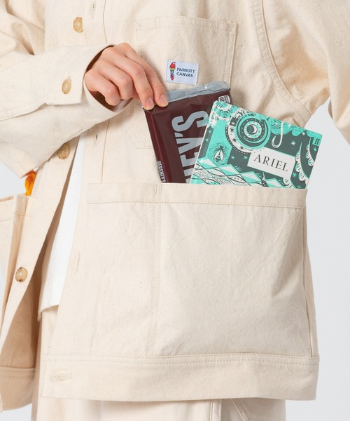 PARROTT CANVAS(パロットキャンバス)の「PARROTT CANVAS/パロットキャンバス ウィルミントンツールジャケット(カバーオール・レディース・ネイビー/キナリ/グリーン/モカ/イエロー/ブルー・S/M/L)」の12枚目の写真