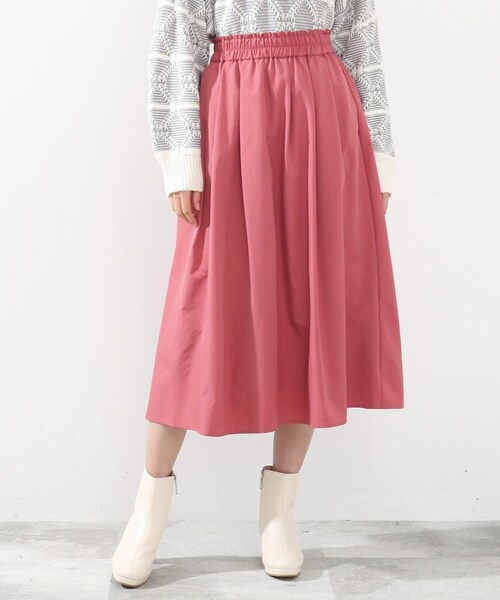 DRESKIP（ドレスキップ）の「◆タックギャザースカート（スカート・レディース・ブラック/レモンイエロー/ベージュ/ピンク系・02/03/04）」の5枚目の写真