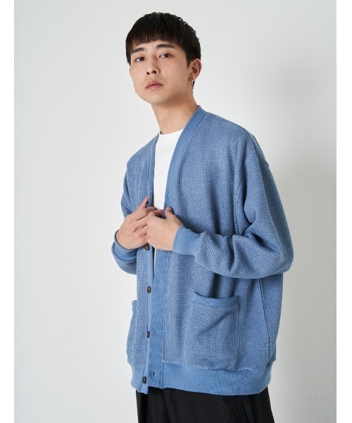 JACKROSE（ジャックローズ）の「JE・ニット変り網ルーズカーディガン（カーディガン/ボレロ・メンズ・パープル/サックスブルー/グリーン/チャコール・M/L）」の4枚目の写真