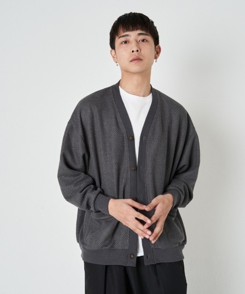 JACKROSE（ジャックローズ）の「JE・ニット変り網ルーズカーディガン（カーディガン/ボレロ・メンズ・パープル/サックスブルー/グリーン/チャコール・M/L）」の2枚目の写真