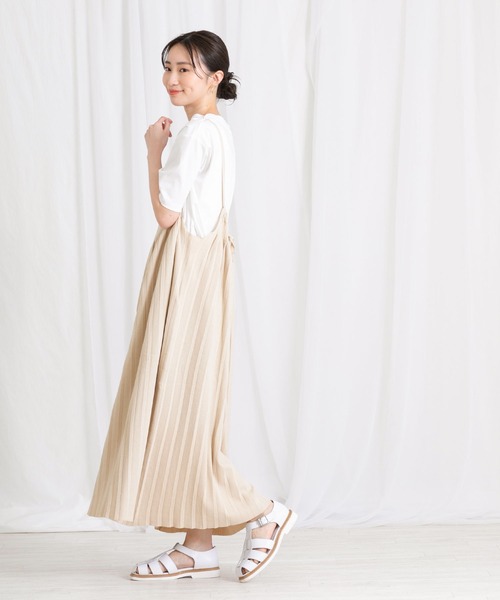 Boutique Ordinary（ブティークオーディナリー）の「ニットプリーツキャミワンピース（ワンピース・レディース・オフホワイト・FREE）」の2枚目の写真