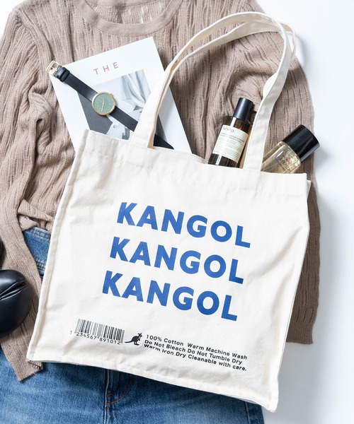 KANGOL(カンゴール)の「【KANGOL】マチ付きキャンバススクエアトートバッグ KGSA-BG00239 ※(トートバッグ・レディース・ホワイト系その他2/ブラック系その他2・FREE)」の2枚目の写真