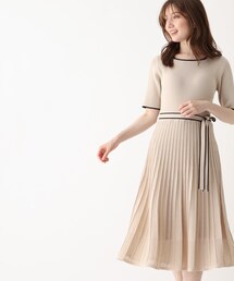 index | バイカラープリーツニットワンピース【WEB限定サイズ】(ワンピース)