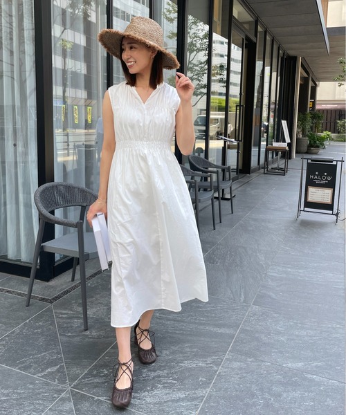 StyleSea（スタイルシー）の「コットンブロードシャーリングワンピース（ワンピース・レディース・ホワイト/ブラック/オレンジ/ブルー・MEDIUM）」の6枚目の写真