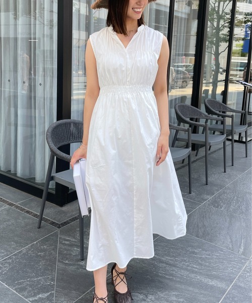 StyleSea（スタイルシー）の「コットンブロードシャーリングワンピース（ワンピース・レディース・ホワイト/ブラック/オレンジ/ブルー・MEDIUM）」の5枚目の写真