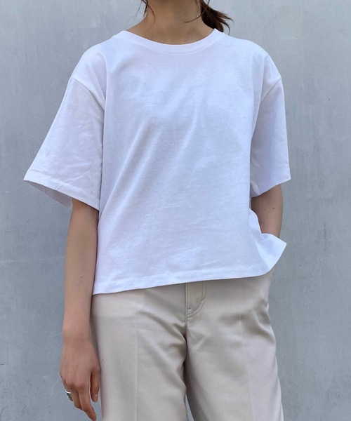 TRUSS（トラス）の「TRUSS/CROSS&STITCH / オープンエンド マックスウェイト ウィメンズオーバーTシャツ / OE1301-2（Tシャツ/カットソー・レディース・ベージュ/カーキ/グレー/ブラック/ホワイト・MEDIUM）」の2枚目の写真