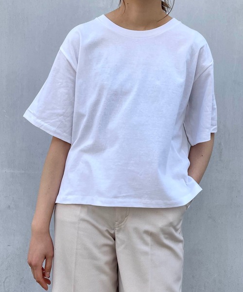 TRUSS（トラス）の「TRUSS/CROSS&STITCH / オープンエンド マックスウェイト ウィメンズオーバーTシャツ / OE1301-2（Tシャツ/カットソー・レディース・ベージュ/カーキ/グレー/ブラック/ホワイト・MEDIUM）」の9枚目の写真