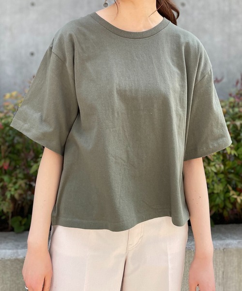 TRUSS（トラス）の「TRUSS/CROSS&STITCH / オープンエンド マックスウェイト ウィメンズオーバーTシャツ / OE1301-2（Tシャツ/カットソー・レディース・ベージュ/カーキ/グレー/ブラック/ホワイト・MEDIUM）」の11枚目の写真