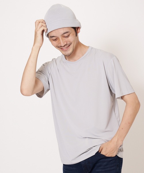 OUTDOOR PRODUCTS(アウトドアプロダクツ)の「超接触冷感 ジャガードメッシュクルーネック半袖Tシャツ(Tシャツ/カットソー・メンズ・ネイビー/ブラック/ホワイト/ライトグレー・MEDIUM/X-LARGE/SMALL/LARGE)」の4枚目の写真