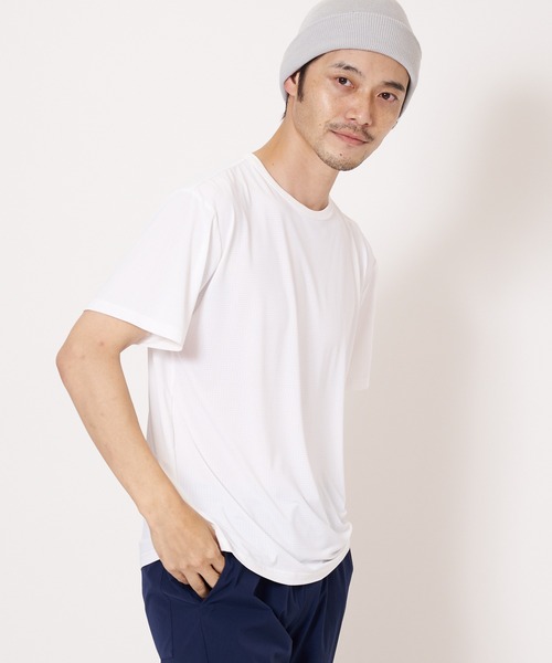 OUTDOOR PRODUCTS(アウトドアプロダクツ)の「超接触冷感 ジャガードメッシュクルーネック半袖Tシャツ(Tシャツ/カットソー・メンズ・ネイビー/ブラック/ホワイト/ライトグレー・MEDIUM/X-LARGE/SMALL/LARGE)」の8枚目の写真
