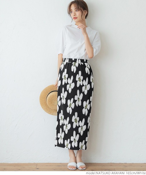 coca（coca）（コカ）の「レトロフラワープリーツスカート（スカート・レディース・ホワイト/オレンジ・ONE SIZE）」の9枚目の写真