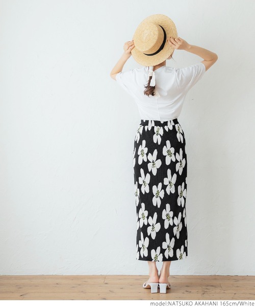 coca（coca）（コカ）の「レトロフラワープリーツスカート（スカート・レディース・ホワイト/オレンジ・ONE SIZE）」の11枚目の写真