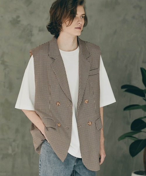 WONDER WONDER（ワンダーワンダー）の「ダブルテーラードベスト（ベスト・メンズ・ブラック/ブラウン系その他・M/L）」の2枚目の写真