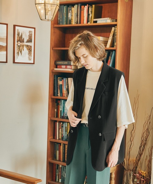 WONDER WONDER（ワンダーワンダー）の「ダブルテーラードベスト（ベスト・メンズ・ブラック/ブラウン系その他・M/L）」の5枚目の写真